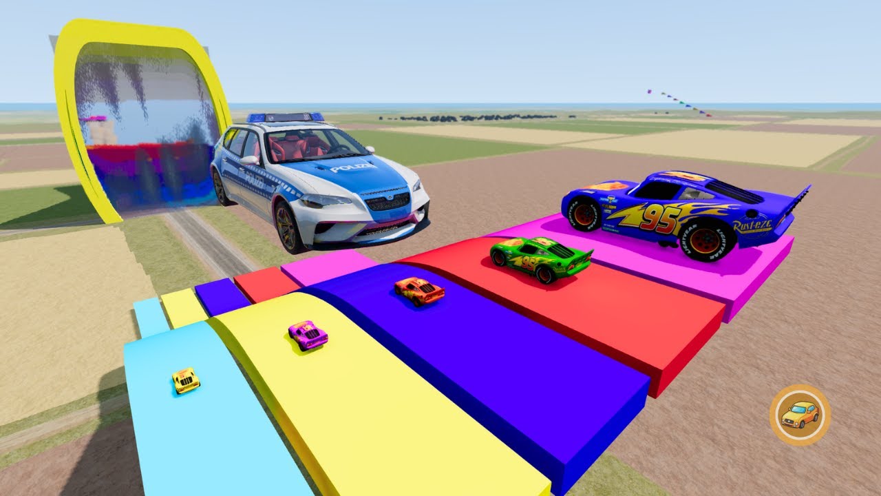Big & Small McQueen vs Zombie Car | Police Chase Downhill Race – BeamNG.drive