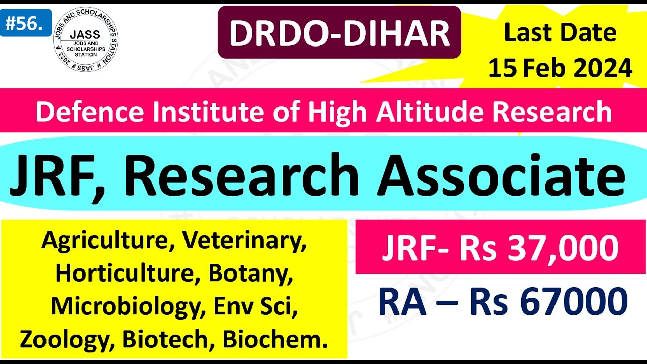 DRDO Vacancy 2024 | DRDO JRF Recruitment 2024 | JRF Vacancy 2024 | Research Associate Job | NET JRF