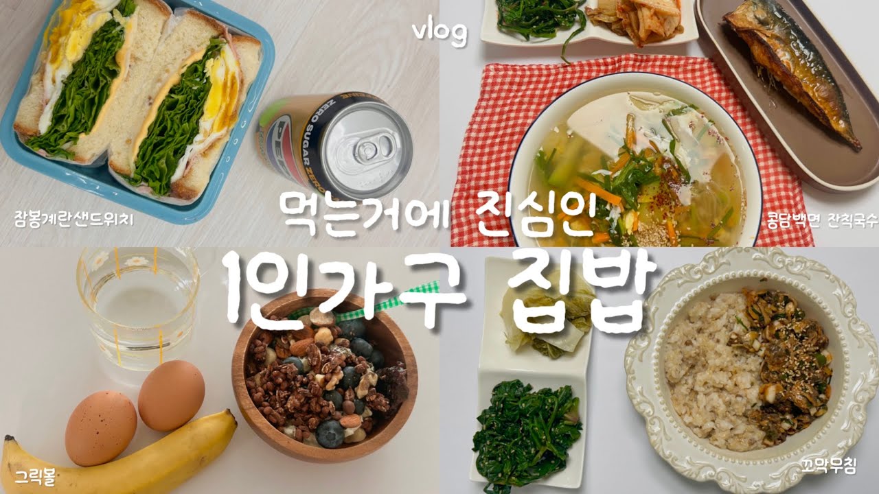 vlog | 한밤 중에 마녀스프 끓이는 자취일상🧙🏻,점심도시락으로 잠봉이 들어간 샌드위치 만들기🥪, 3분컷 초간단 잔치국수와 고등어구이, 댕존맛 꼬막무침 만드는 일상🐚