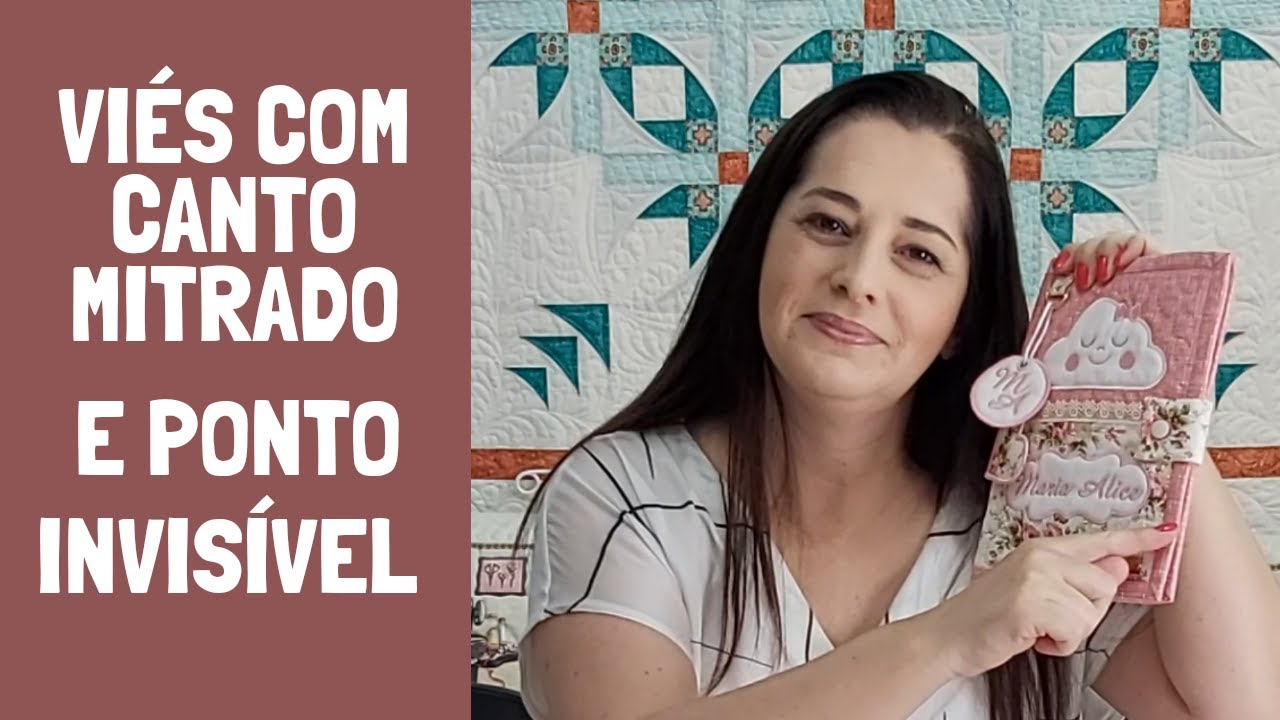 Acabamento de viés com canto mitrado e ponto invisível a mão