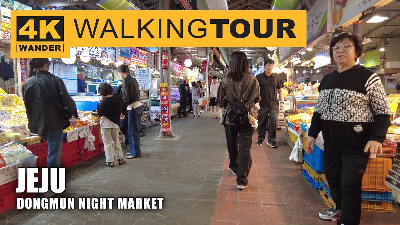 Dongmun Night Market 제주동문야시장 Walking Tour in Jeju, Korea (4K 60fps)