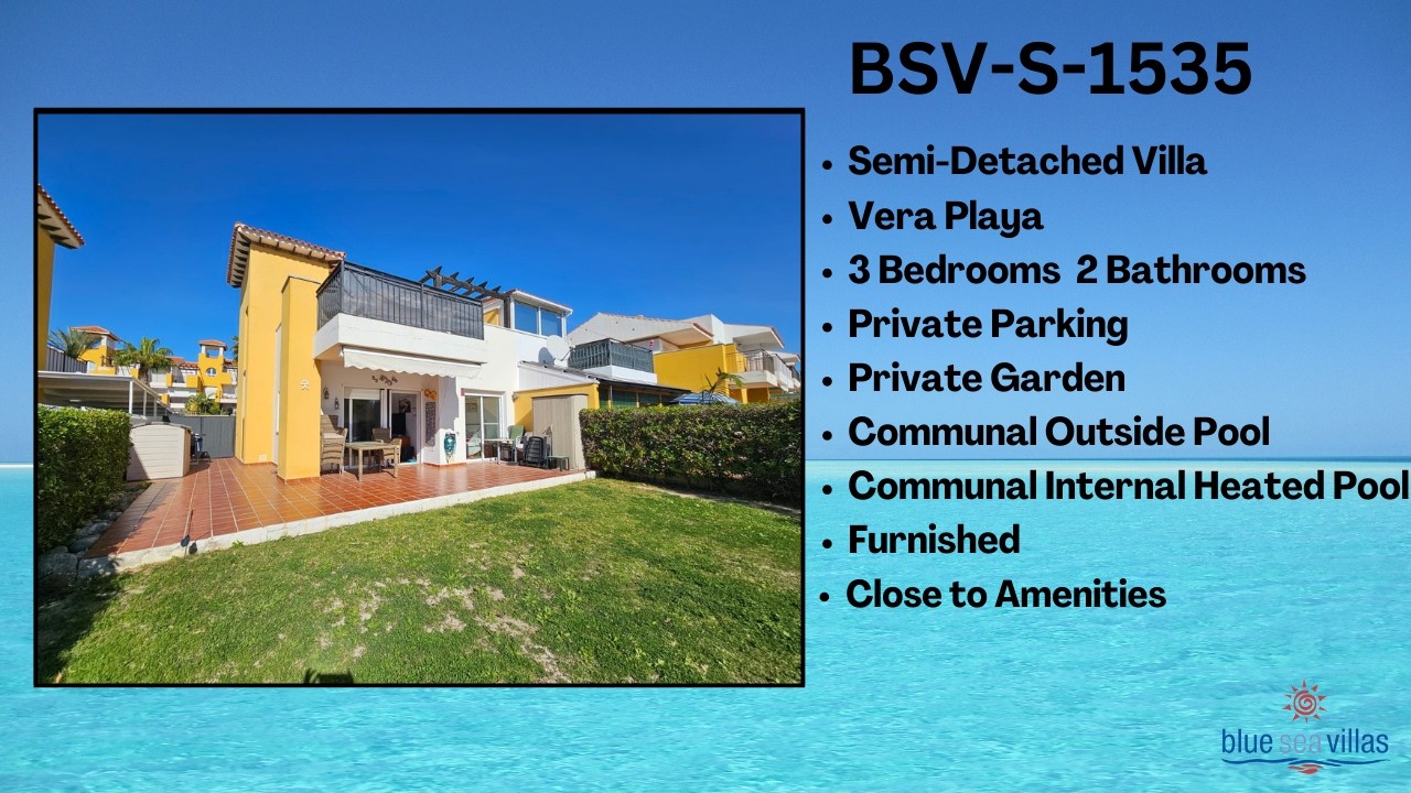 BSV-S-1535 Semi-Detached Villa For Sale Vera Playa 3 Bedrooms 2 Bath 325.000€