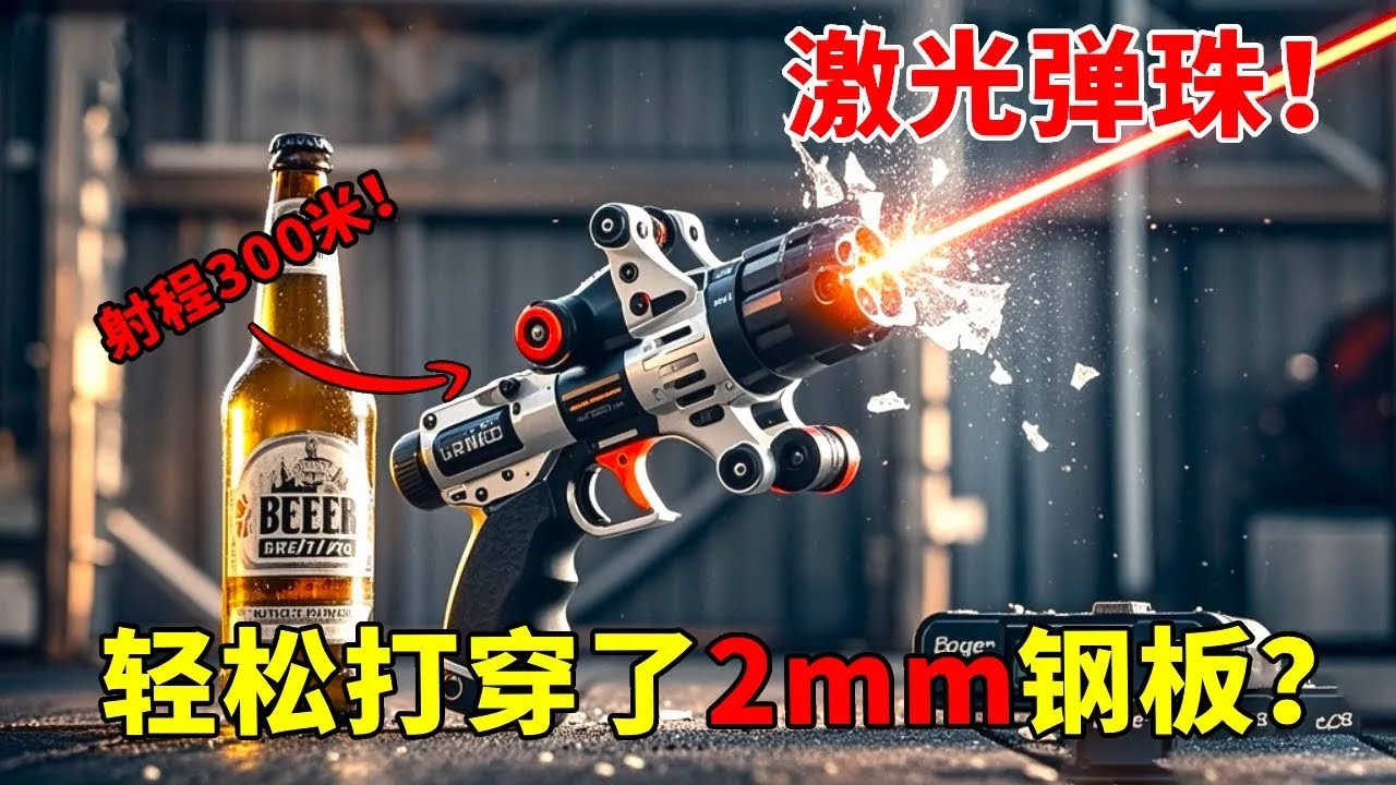 网购一款激光弹珠300米射程，据说能轻松打穿2㎜厚钢板？你们相信吗？【开箱组长】