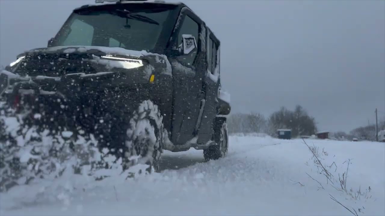 2022 Polaris Ranger NorthStar Ultimate Crew and Glacier Pro HD Poly Plow Doing Work