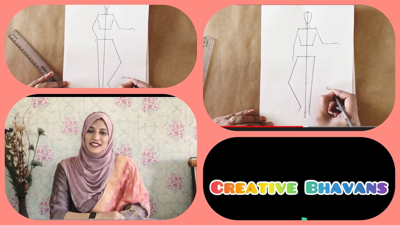 How to draw different postures in stick figure | Fashion Designing for beginners | Creative Bhavans