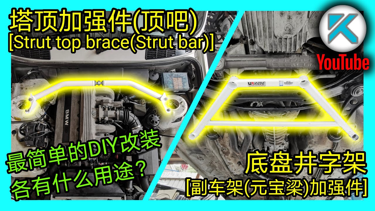 改裝塔頂加強件(頂吧)，底盤加強件(井字架)。各有什麼用？ BMW E30 318is KENDI DIY