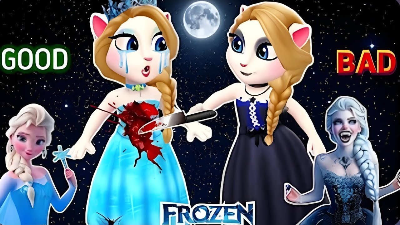 My Talking Angela'm 2 😘 Good Vs Bad Bad Elsa killed Good Elsa 🖤 Makeover cosplay 😻 new