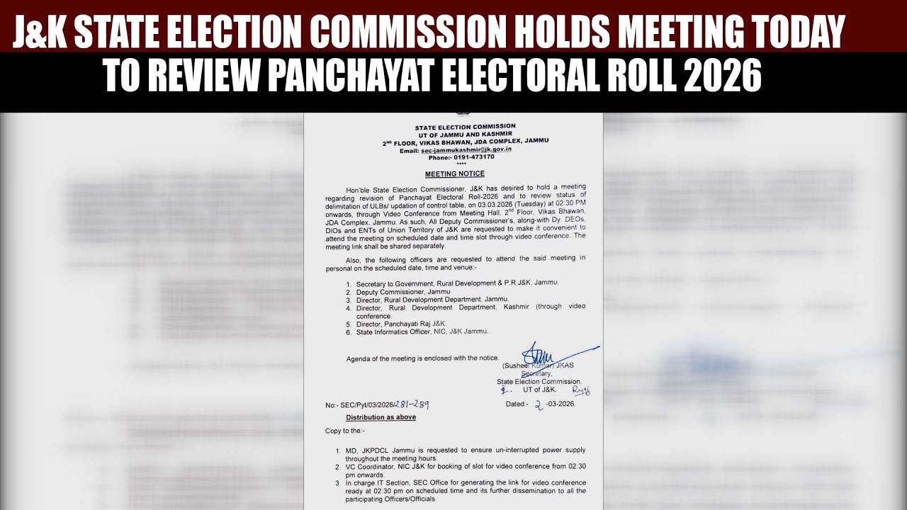 J&K State Election Commission Holds Meeting Today to Review Panchayat Electoral Roll 2026