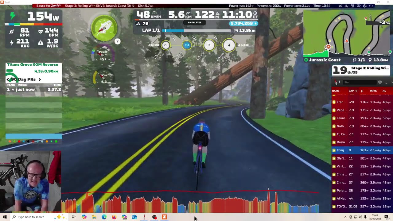 RACE STAGE 3  ROLLING WITH ENVE JURASSIC COAST  D  IN WATOPIA ( 210 - 330 ) 