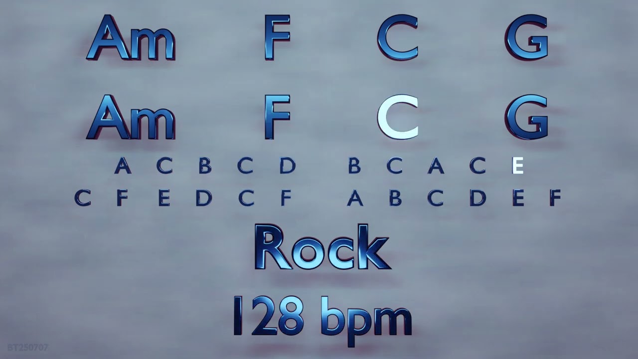 Backing Track in A Minor - Am F C G - Rock - 128 bpm