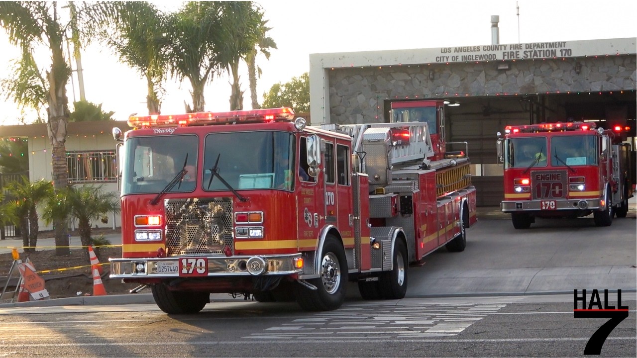 Los Angeles County Fire Department (LACoFD) - Light Force 170, & Squad 173 Responding
