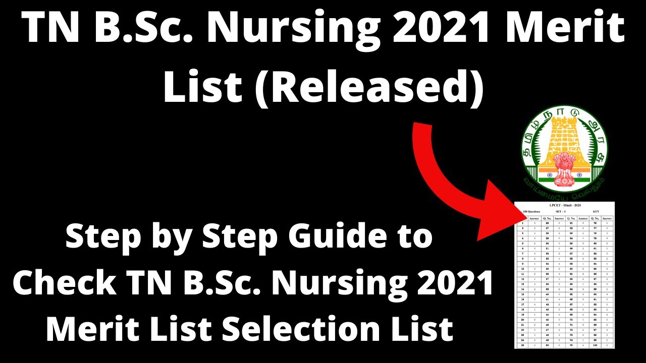 TN B.Sc. Nursing 2021 Merit List (Released) - How to Check TN B.Sc. Nursing 2021 Merit List Online