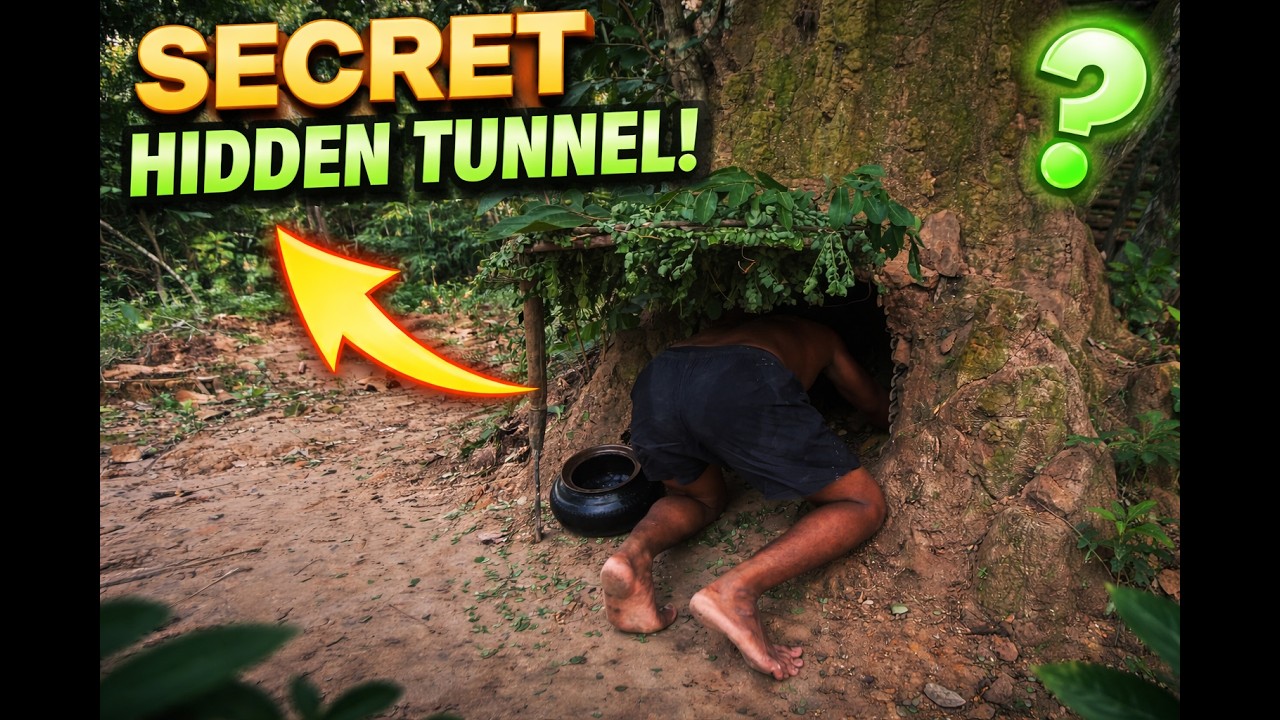 I Built a Secret Hidden Tunnel House Inside a Giant Tree