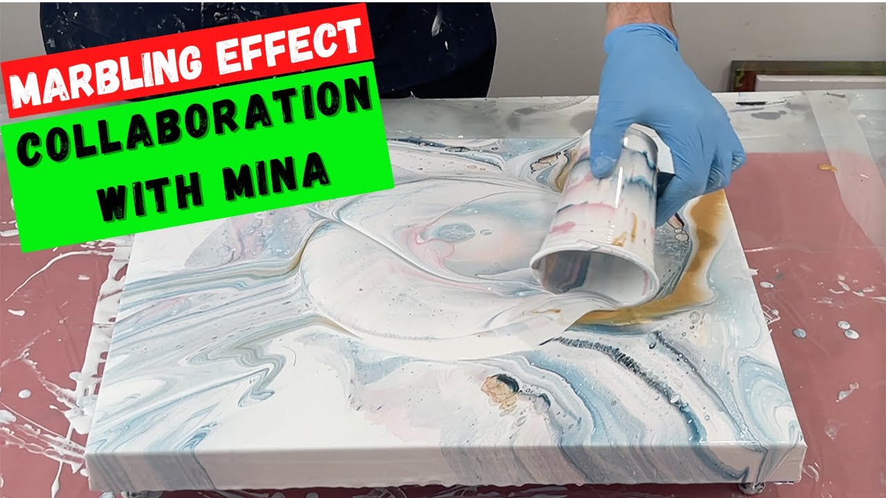 Mini Collaboration with Mina Villegas~Sandwich Pour~Marbling Effect Pour~Acrylic Pouring~121