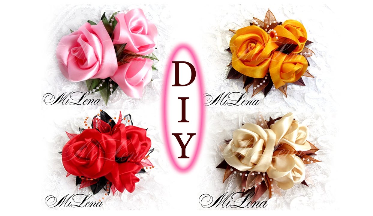 Заколка с розами Легко и Просто / МК / DIY Hairclip with roses / DIY Flower hairclip