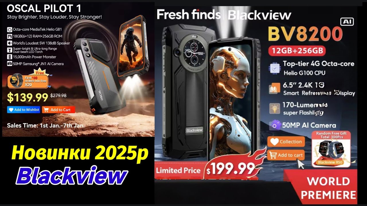 Новинки 2025 року від Blackview ! Смартфони в захищеному корпусі Blackview BV8200 та Oscal Pilot 1 !