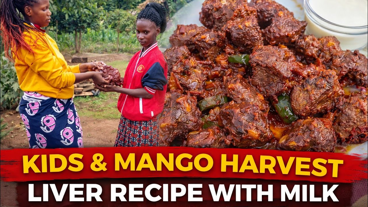 African Village Life Cooking | Kids Harvest Mangoes & Milk-Marinated Liver Recipe