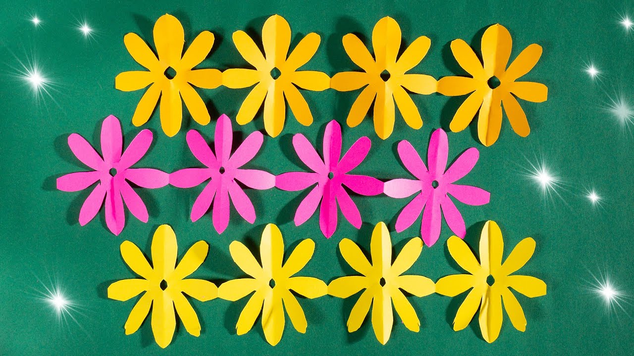 Cómo hacer una cadena de papel con flores [corte de papel fácil]