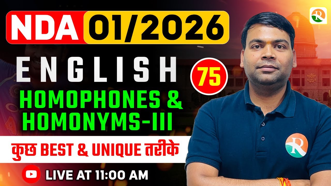 Homophones &  Homonyms -3 | NDA English Classes 2026 | English Classes for NDA 2026  | NDA