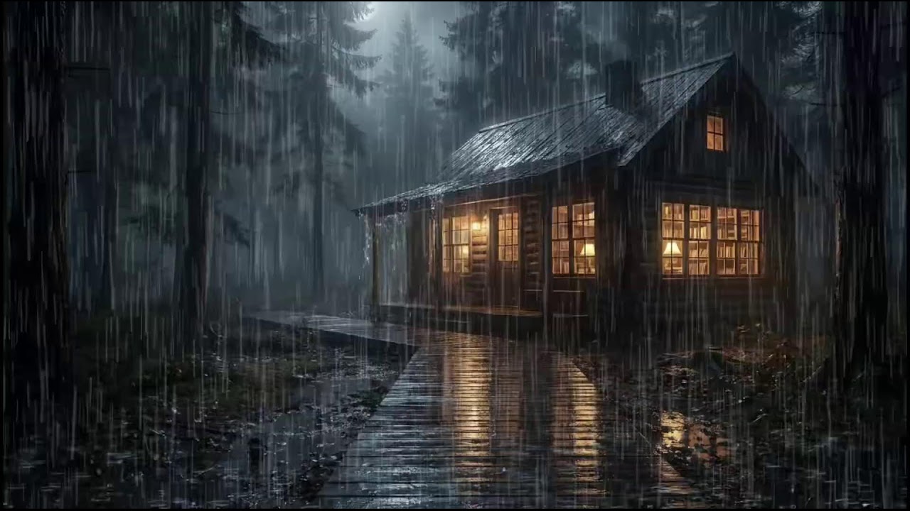 Rainy Forest Cabin at Night 🌧 | Soft Rain Ambience to Ease Insomnia and Drift Into Deep Rain Sleep