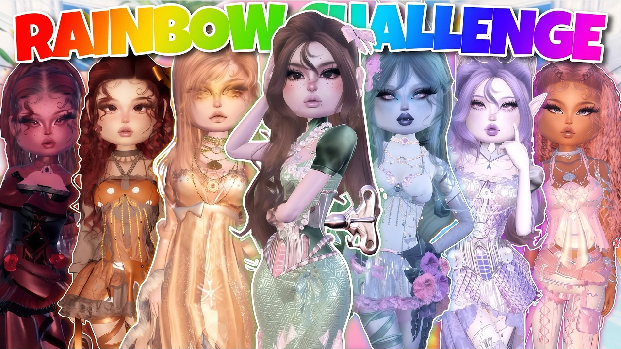 RAINBOW CHALLENGE In Dress To Impress!! Making An Outfit For *EVERY* Color Of The Rainbow!!