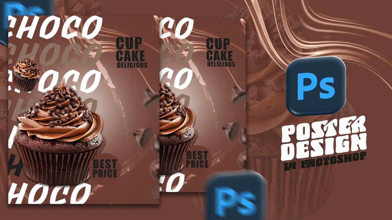 Cupcake Poster Design in Photoshop | Chocolate Ad Design Tutorial for Beginners 2025