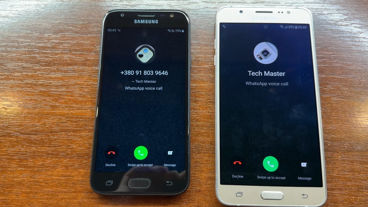 Samsung Galaxy J3 2017 vs Samsung Galaxy J7 2016 WhatsApp Incoming Calls. Android 9 & 8