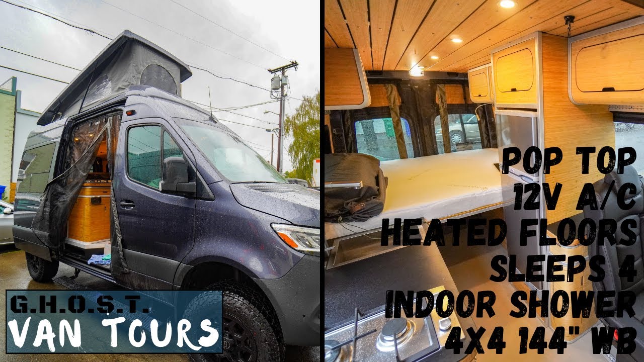 Crazy Van Tour - Pop Top, A/C, Heated Floors, Shower, Custom 4x4 Sprinter Van