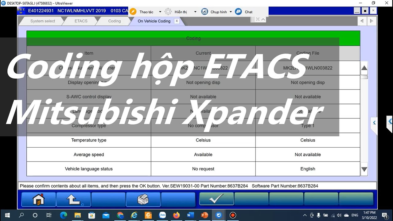 Coding hộp ETACS Mitsubishi Xpander