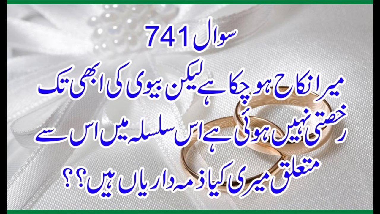 741 Nikkah Ho Gaya hay Lakin Biwi ki Abhi Tak Rukhsati Nahi HUi, Allama Syed Shah Turab ul Haq Qadri
