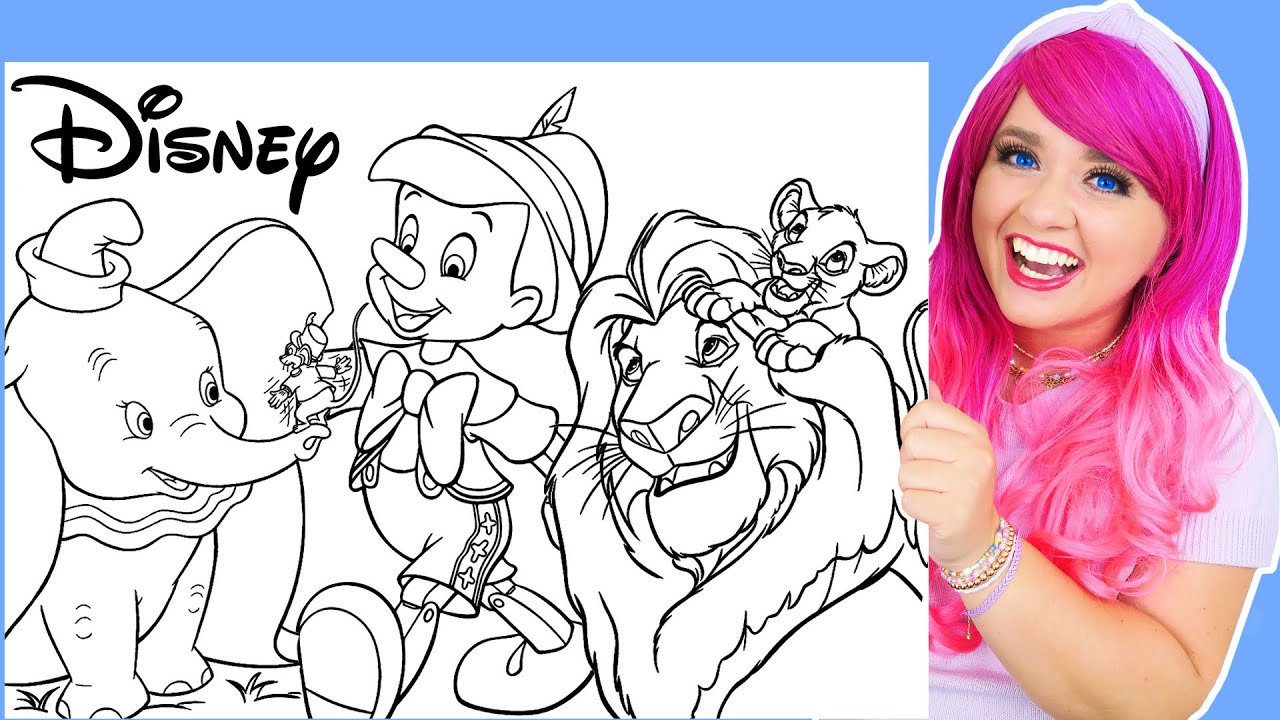 Coloring Classic Disney Movies Dumbo, Pinocchio & The Lion King Coloring Pages