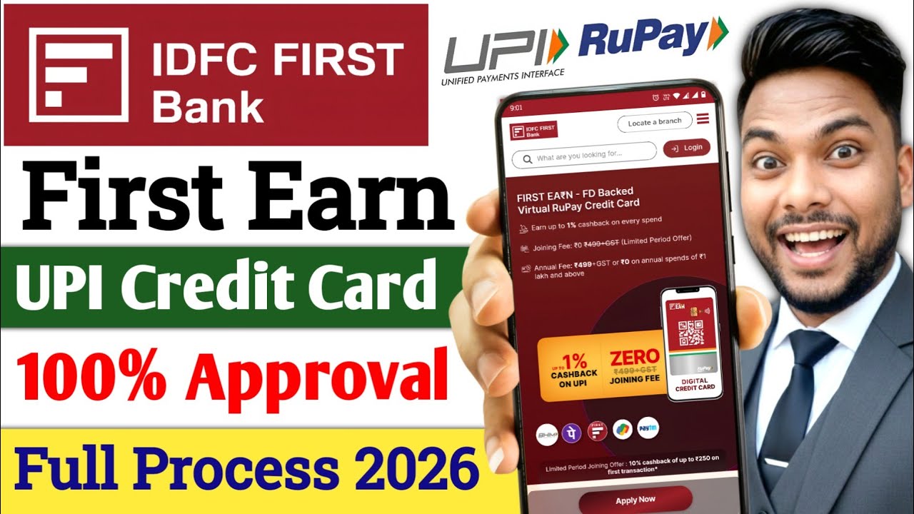 IDFC First Earn Rupay Credit Card Apply 2026 | 1% Cashback IDFC First Bank UPI Credit Card IDFC Bank