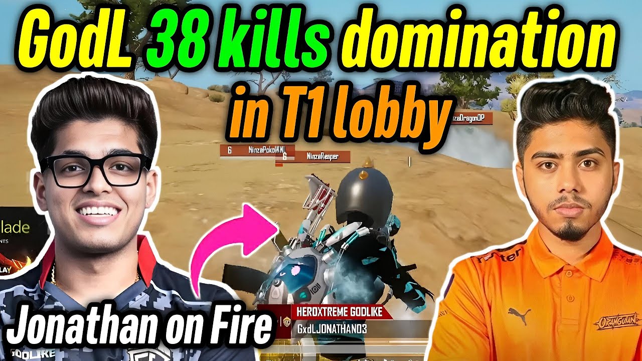 Godlike 38 kills domination in T1 lobby 😲 Jonathan Manya on fire with Admino Spower 🔥