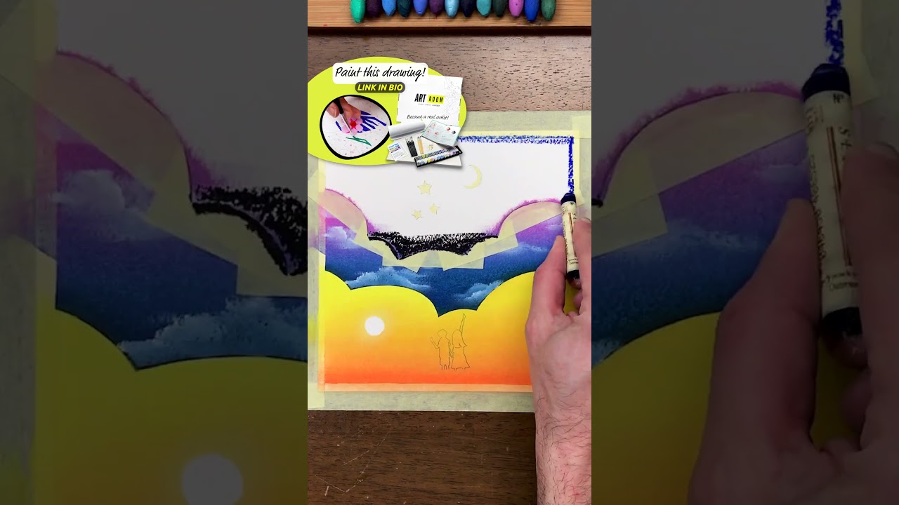 Pastel technique: easy sky and stars effect ✨ #oilpastel #tutorial #easy #art #foryou