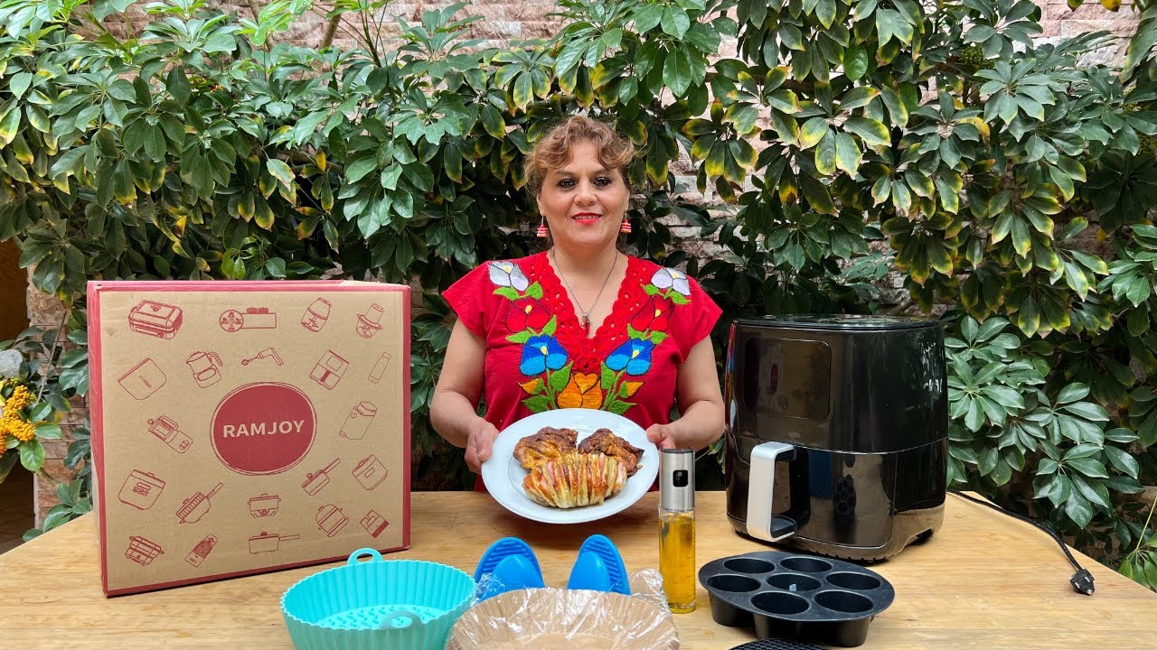 Pollo horneado y papa rellena en Freidora de aire RAMJOY #ramjoy