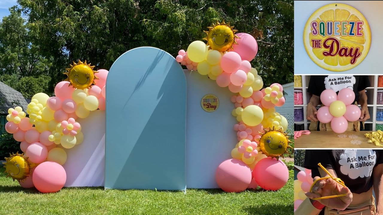 Pastel Pink & Yellow Lemonade Balloon Garland Decoration 🍋 | Arched Backdrops