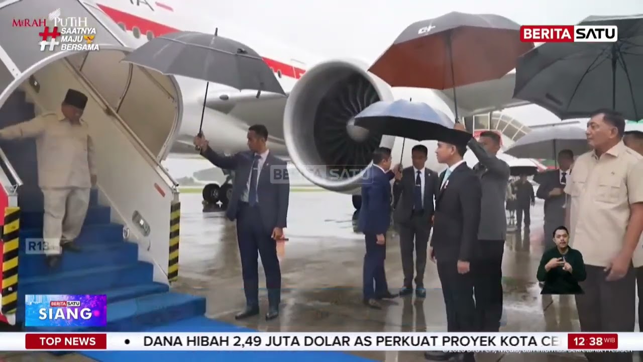 Rintik Hujan Sambut Kedatangan Presiden Prabowo Kembali ke Tanah Air #Beritasatu