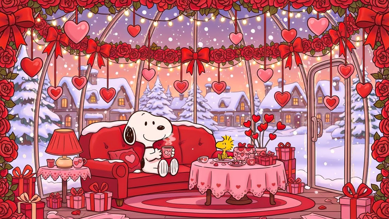 Sweet Valentine Lofi with Snoopy ❤️ Cozy Winter Love Room | Romantic Chill Beats for Relax & Study