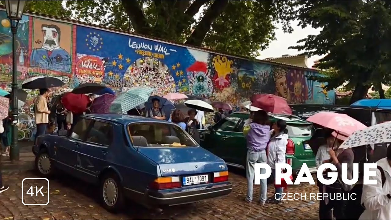 Prague Rain Walk: City Centre Walking Tour 4k HDR