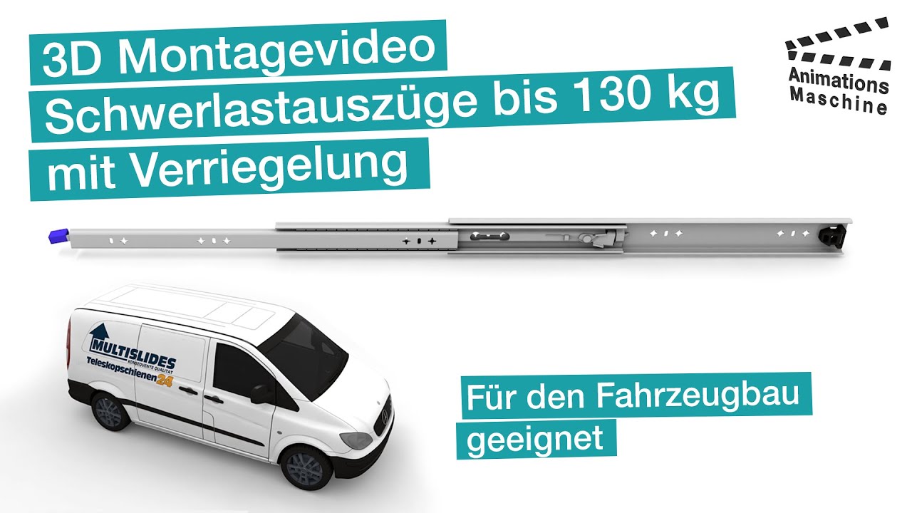 3D Montagevideo - Schwerlastauszüge bis 130 kg mit Verriegelung