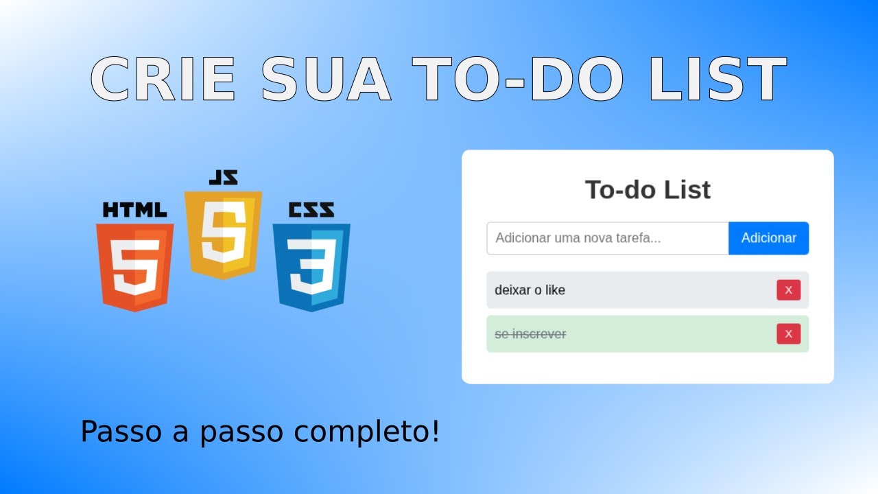 To-do List Completa: HTML, CSS, JavaScript e LocalStorage