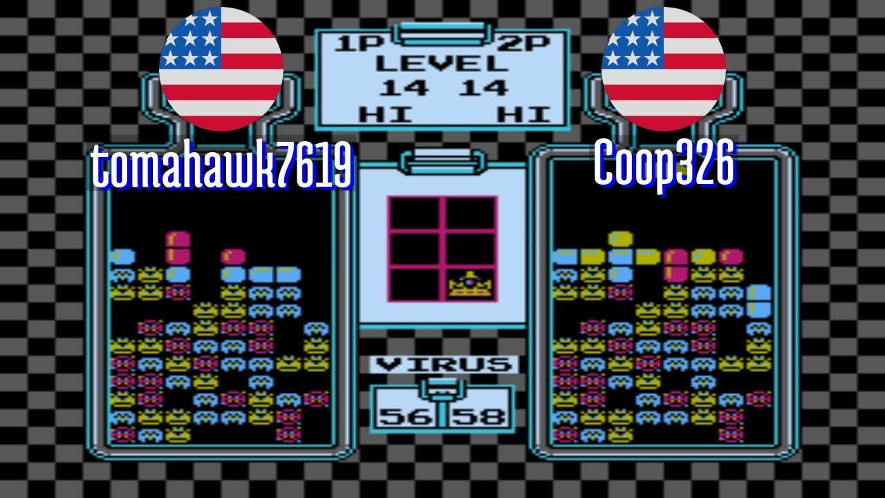 FT2 @nes_drmario: tomahawk7619 (US) vs Coop326 (US) [Dr. Mario NES Fightcade] Feb 11