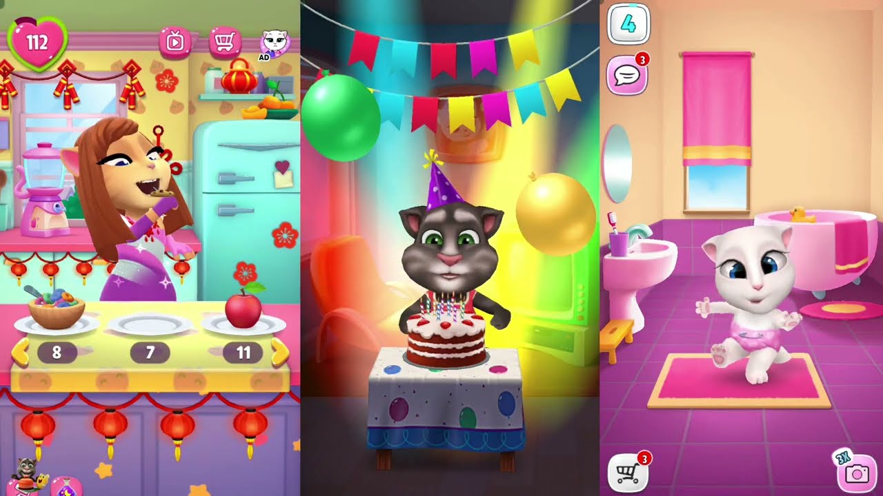 My Talking Angela 2 Level 113 Vs My Talking Tom Level 4 Vs My Talking Angela Level 4