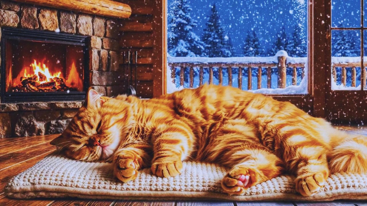 🐱 This Cute Orange Cat by Fireplace Is Scientifically Impossible to Stay Awake 🔥 Deep Sleep