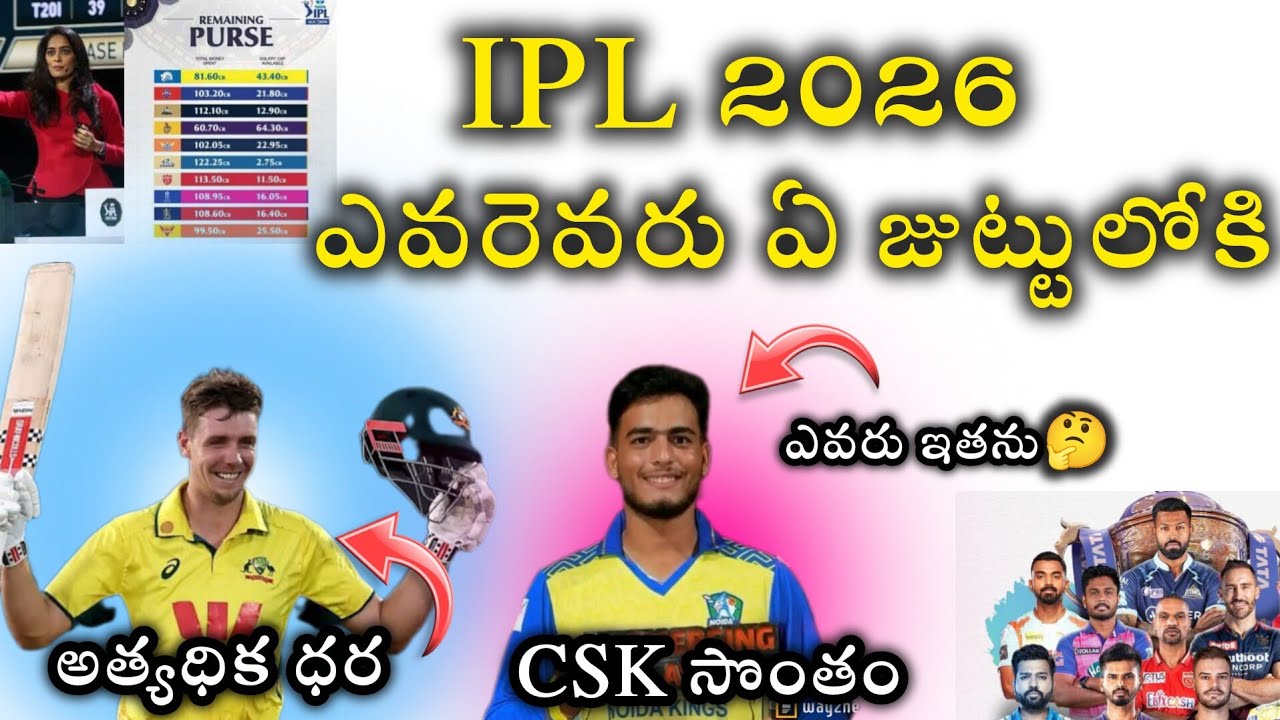 IPL 2026 ఎవరెవరు ఏ జట్టులోకి || అత్యధిక ధర పలికిన ఆటగాడు 