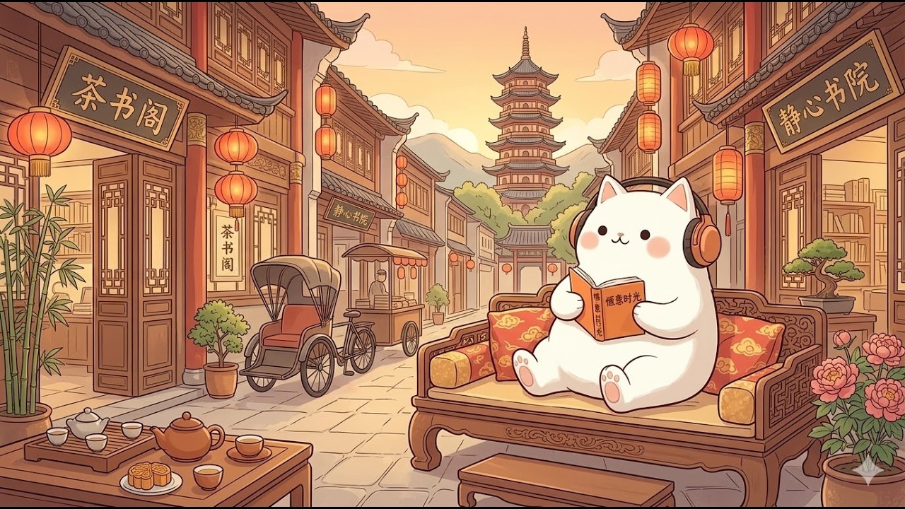 Ancient Water Town Reading 🐱🏮 | Asian LoFi & Traditional Guzheng Beats for Deep Focus