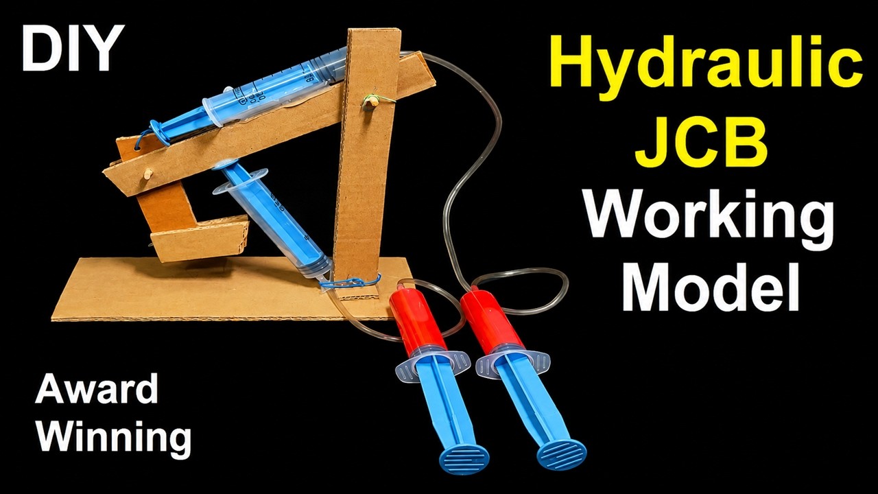 hydraulic jcb working model science project for exhibition in simple and easy steps | DIY pandit