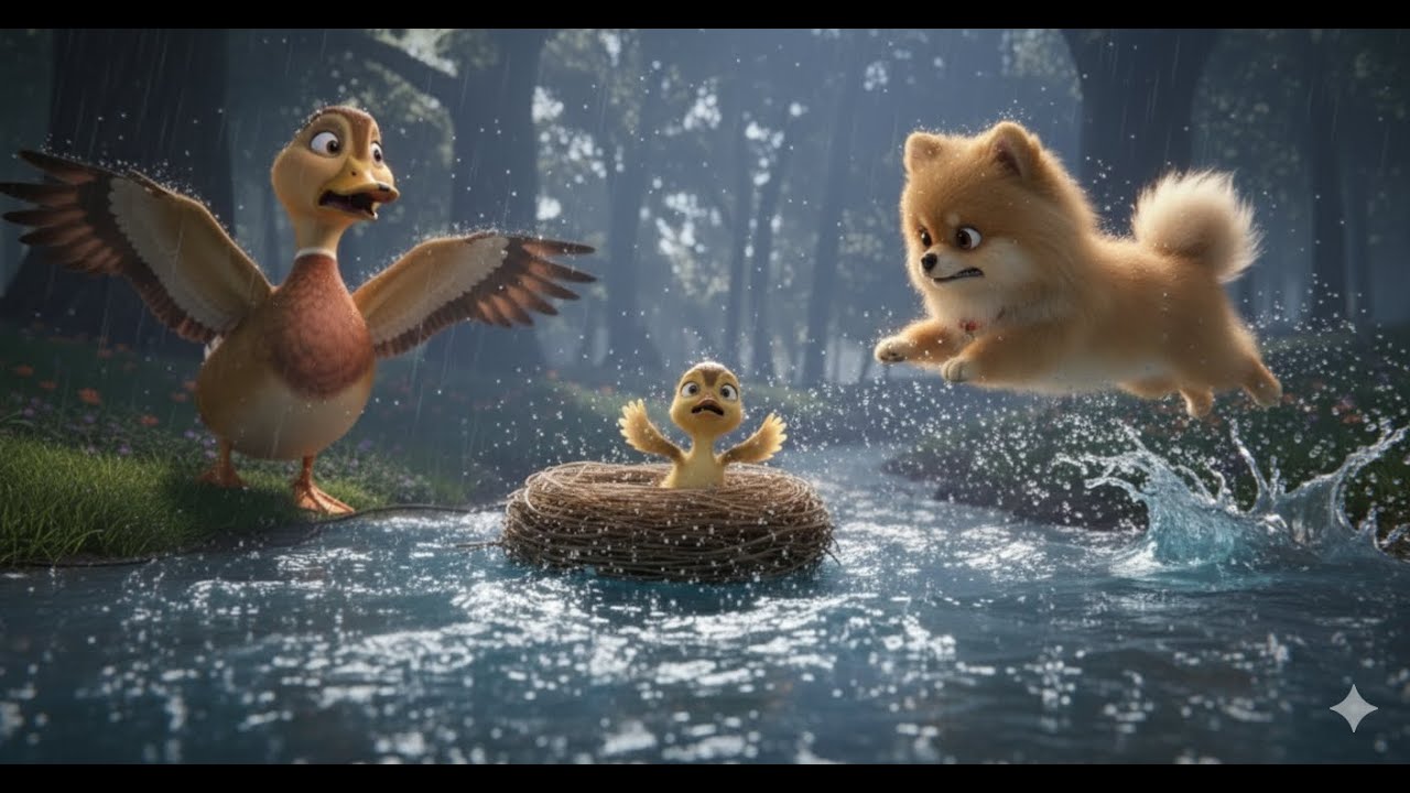Tiny Dog Rescues Duckling from the Flood and Brings Her Home | Animated Short Film