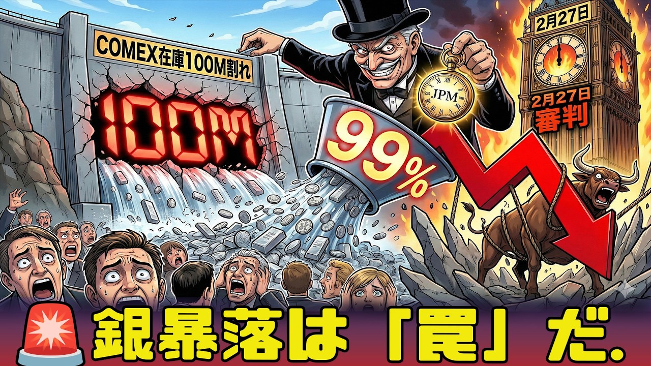 🚨 緊急事態：JPモルガンが受渡99%独占 - COMEX在庫100M割れ - 銀暴落は「巨大な罠」だ