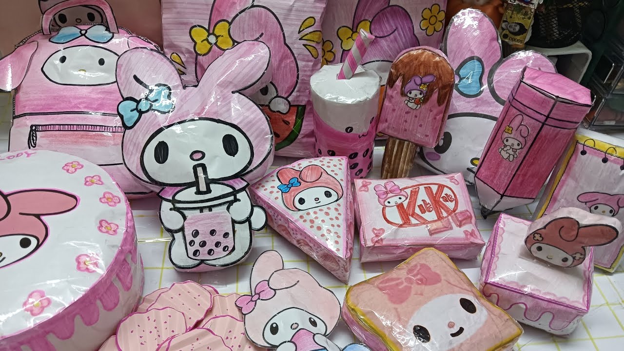 My Melody Squishy ASMR!! #mymelody #squishy #asmr #paperdiy #sanrio#cake #stationary 